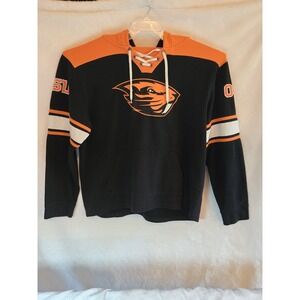 Oregon State Beavers Mens Hoodie Sweatshirt XL Black And Orange Big Logo OnFront